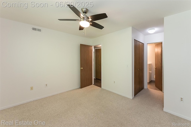410 Spring Brooke Dr, Brighton, MI 48116 - unfurnished bedroom featuring light colored carpet, a ceiling fan, and a closet