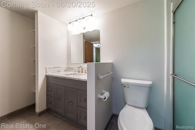 410 Spring Brooke Dr, Brighton, MI 48116 - bathroom featuring vanity, tile patterned floors, and decorative backsplash
