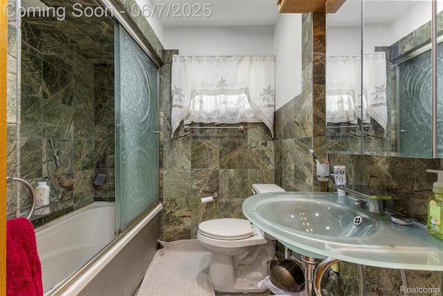 8786 N Evangeline St, Dearborn Heights, MI 48127 - full bathroom with toilet, tile walls, shower / bathtub combination, and a sink