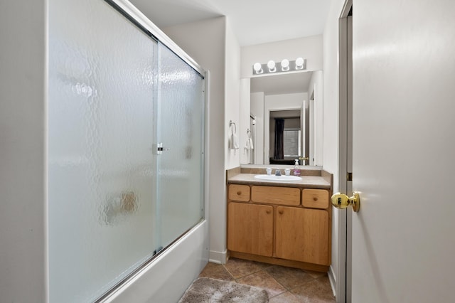 7843 Shepherds Glen Ct, Kalamazoo, MI 49009 - full bath featuring vanity, bath / shower combo with glass door, and tile patterned flooring