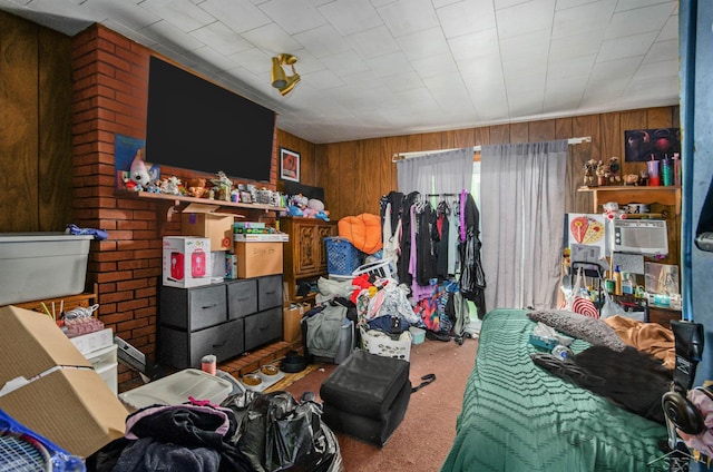78 E Colgate Ave, Pontiac, MI 48340 - carpeted bedroom featuring wooden walls