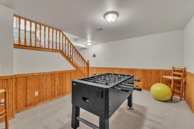 6676 Ralaric Dr, Dexter, MI 48130 - game room with wainscoting, wooden walls, and carpet floors