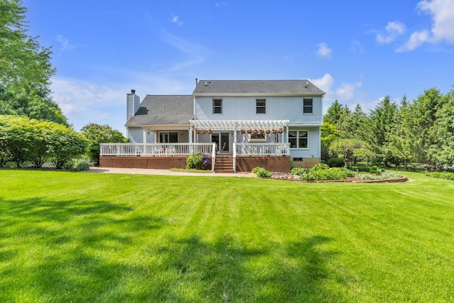 6676 Ralaric Dr, Dexter, MI 48130 - back of property featuring a pergola, a deck, a chimney, crawl space, and a yard
