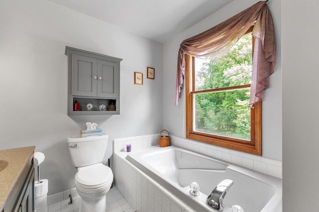 6676 Ralaric Dr, Dexter, MI 48130 - bathroom with a bath, vanity, and tile patterned floors