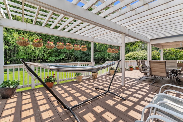 6676 Ralaric Dr, Dexter, MI 48130 - view of patio / terrace featuring outdoor dining area, a pergola, and a deck