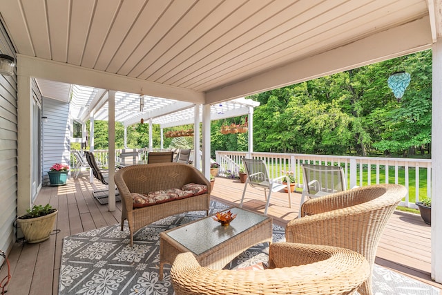 6676 Ralaric Dr, Dexter, MI 48130 - wooden deck with an outdoor hangout area and outdoor dining area