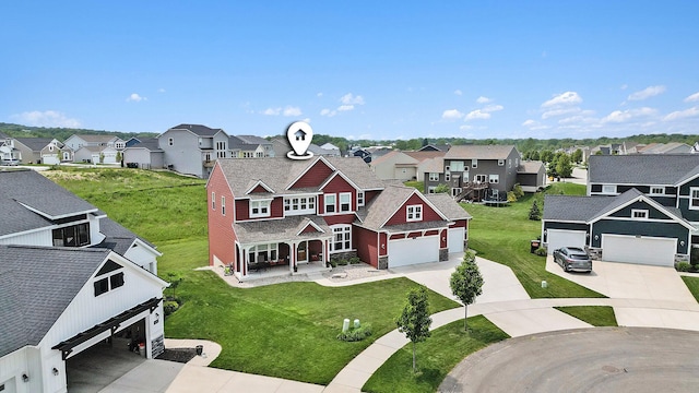 1162 Cooks Corner Ct SE, Byron Center, MI 49315 - view of front facade with a residential view, concrete driveway, a garage, and a porch