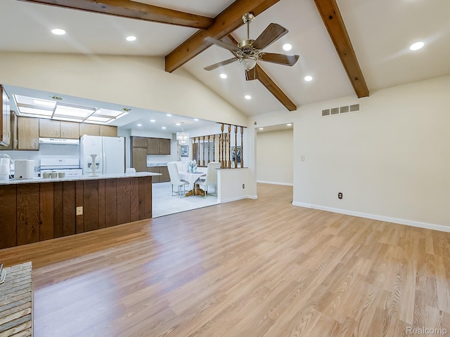 3849 Barg Dr, Warren, MI 48310 - unfurnished living room featuring light wood-type flooring, ceiling fan, baseboards, and recessed lighting