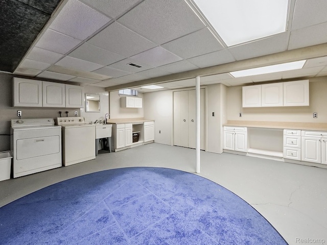 3849 Barg Dr, Warren, MI 48310 - finished basement with washer and dryer and a drop ceiling