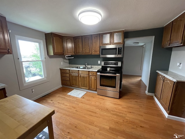 6301 E Albain Rd, Monroe, MI 48161 - kitchen with stainless steel appliances, light wood finished floors, light countertops, and baseboards