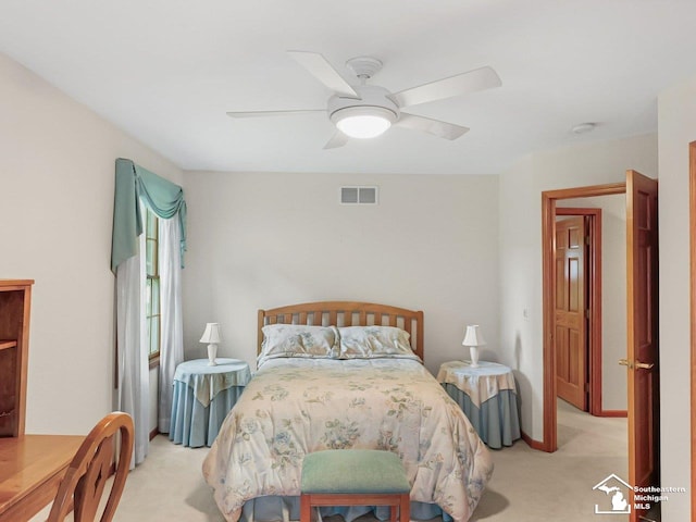 9241 Legacy Ct, Temperance, MI 48182 - bedroom with light carpet and a ceiling fan