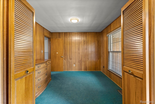 18607 Colonial Ct, Allen Park, MI 48101 - unfurnished bedroom with carpet and wooden walls