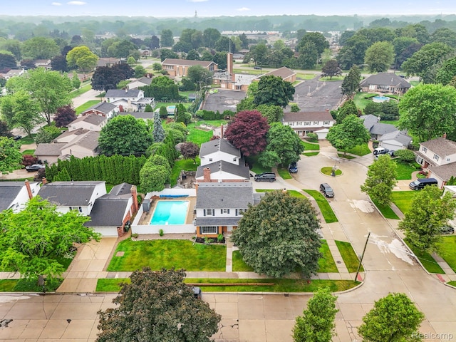 18607 Colonial Ct, Allen Park, MI 48101 - aerial perspective of suburban area featuring a pool