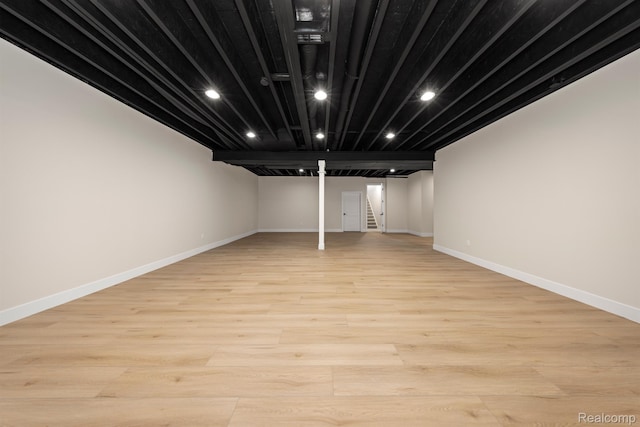 4174 Prescott Park Cir W, Bloomfield, MI 48323 - finished basement with baseboards, light wood-style floors, stairway, and recessed lighting