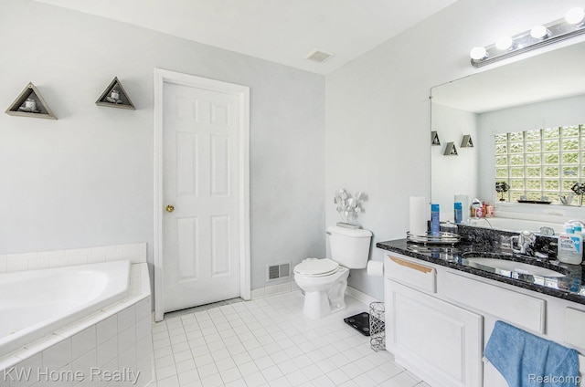 47040 W Wayford Dr, Shelby Twp, MI 48315 - bathroom with a bath, tile patterned flooring, toilet, vanity, and baseboards