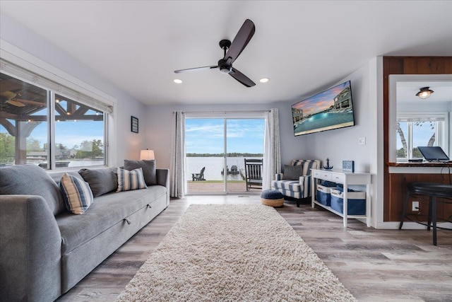 4805 Pinellas Dr, Hale, MI 48739 - living room with ceiling fan, healthy amount of natural light, recessed lighting, wood finished floors, and baseboards