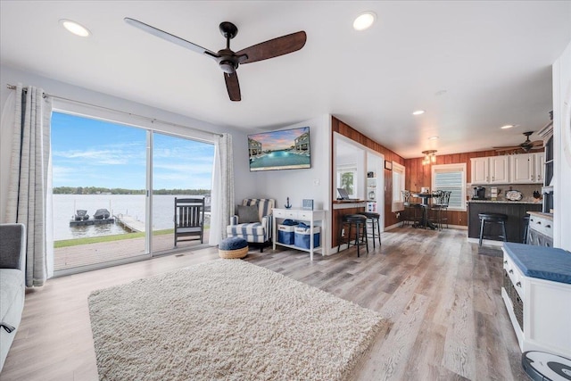 4805 Pinellas Dr, Hale, MI 48739 - living area with ceiling fan, light wood finished floors, and recessed lighting