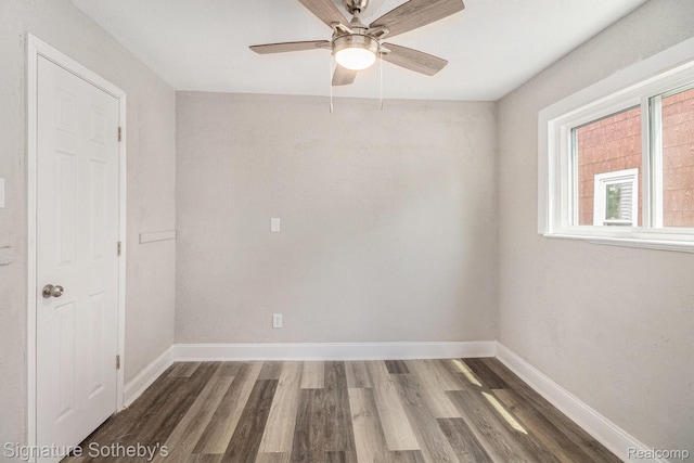 16762 Woodingham Dr, Detroit, MI 48221 - spare room featuring wood finished floors, baseboards, and a ceiling fan