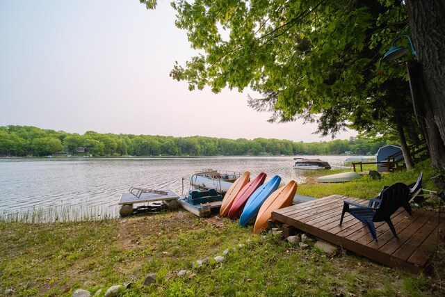 6387 N Larson Rd, Fountain, MI 49410 - dock area with a water view and a view of trees