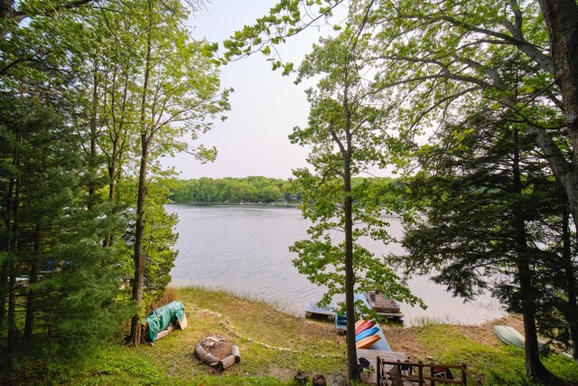6387 N Larson Rd, Fountain, MI 49410 - water view with a heavily wooded area