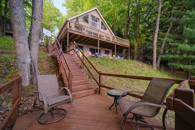 6387 N Larson Rd, Fountain, MI 49410 - wooden deck with stairway