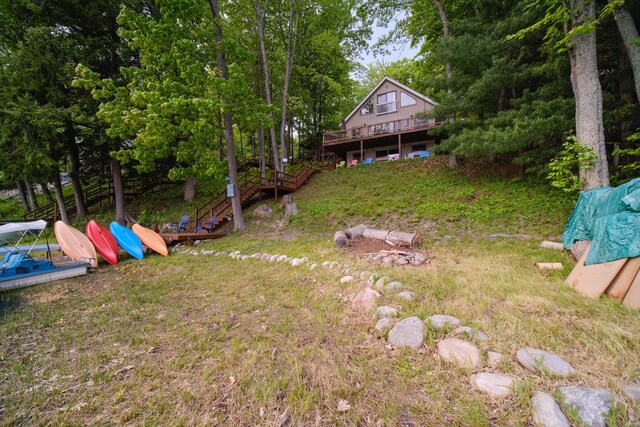 6387 N Larson Rd, Fountain, MI 49410 - view of yard with a deck and stairway