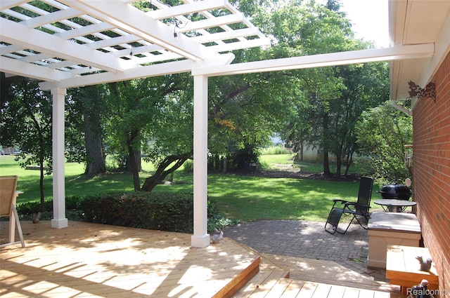 6560 Perham Dr, West Bloomfield, MI 48322 - view of patio with a deck and a pergola