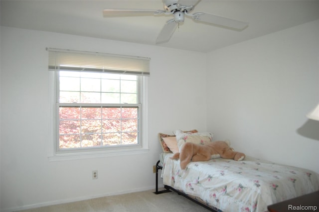 6560 Perham Dr, West Bloomfield, MI 48322 - bedroom with carpet and ceiling fan