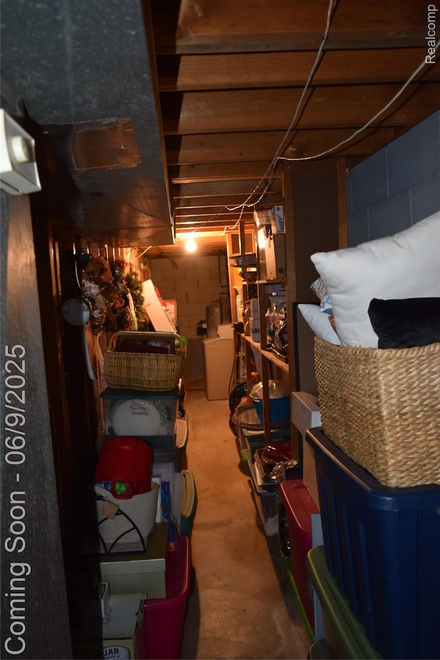 6009 Lancaster Dr, Flint, MI 48532 - unfinished basement with concrete block wall