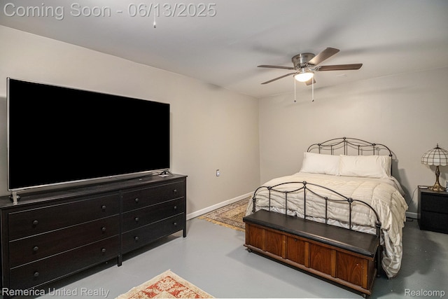 24168 Grand Traverse Ave, Flat Rock, MI 48134 - bedroom with concrete floors and a ceiling fan