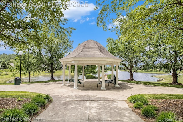 24168 Grand Traverse Ave, Flat Rock, MI 48134 - view of home's community with a gazebo, a water view, and a yard
