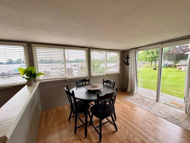 824 N Werners Landing Dr, Bronson, MI 49028 - dining room with a textured ceiling, light wood finished floors, and plenty of natural light