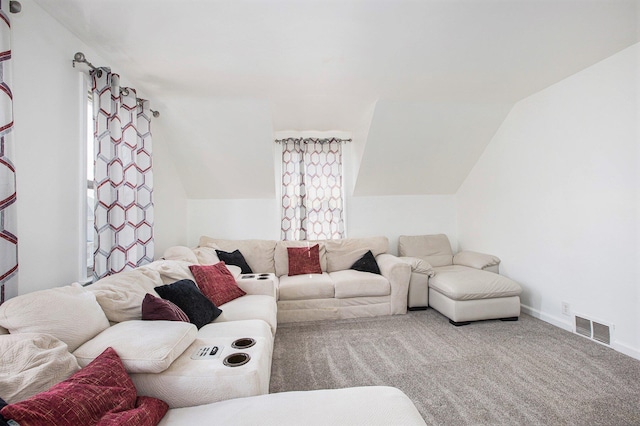 525 Riverview Ave, Monroe, MI 48162 - carpeted living room with lofted ceiling and baseboards