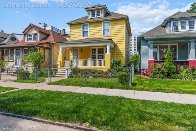 2565 Honorah St, Detroit, MI 48209 - traditional style home with a porch and a gate