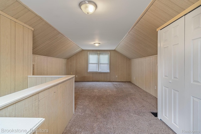 11727 Virgil, Redford, MI 48239 - additional living space featuring carpet, wooden walls, and vaulted ceiling