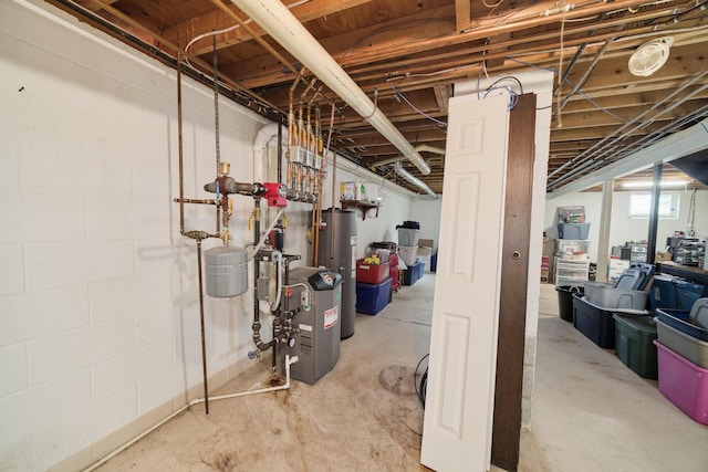 819 Elm St, Manistee, MI 49660 - basement featuring water heater
