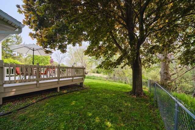 819 Elm St, Manistee, MI 49660 - view of yard featuring a wooden deck