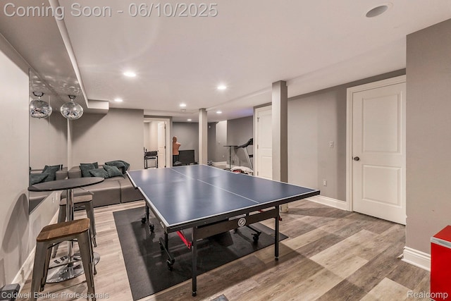 742 Emmons Ave, Birmingham, MI 48009 - game room with baseboards, recessed lighting, and light wood-style floors