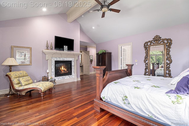 11384 Scarborough Dr, Shelby Twp, MI 48315 - bedroom featuring wood finished floors, a premium fireplace, and ceiling fan