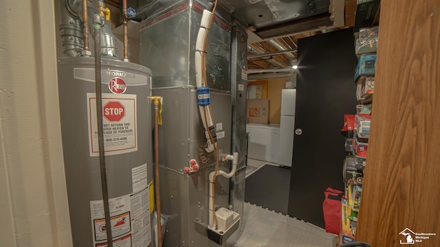 27028 Winchester St, Trenton, MI 48183 - utility room featuring gas water heater and heating unit
