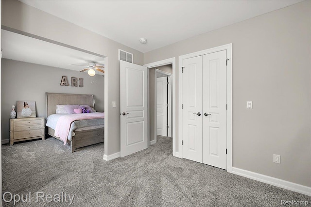 37456 Rhonswood Dr, Northville, MI 48167 - carpeted bedroom featuring baseboards, a closet, and a ceiling fan