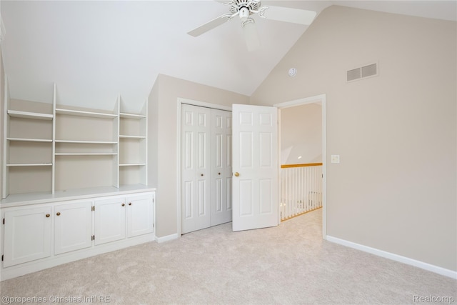 45330 Stonehedge Dr Unit 2, Plymouth, MI 48170 - unfurnished bedroom featuring lofted ceiling, light colored carpet, and ceiling fan