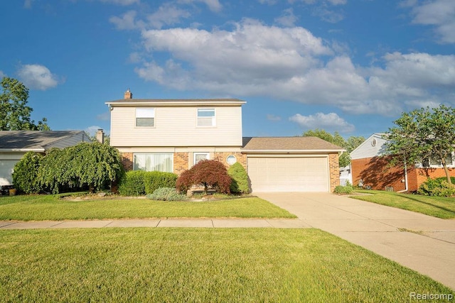 15065 Westlake St, Taylor, MI 48180 - colonial home with brick siding, a garage, concrete driveway, and a front yard