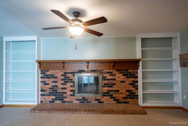 15065 Westlake St, Taylor, MI 48180 - unfurnished living room with carpet, built in features, and ceiling fan