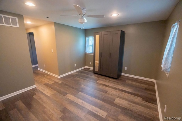15065 Westlake St, Taylor, MI 48180 - unfurnished bedroom with recessed lighting, dark wood-style flooring, and a ceiling fan