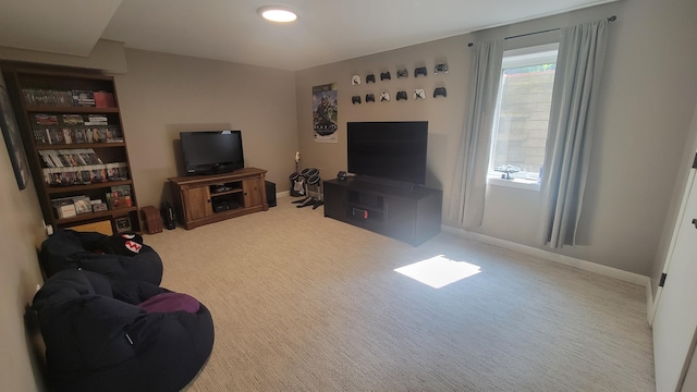11390 Patterson Rd, Ravenna, MI 49451 - living room featuring carpet floors and baseboards