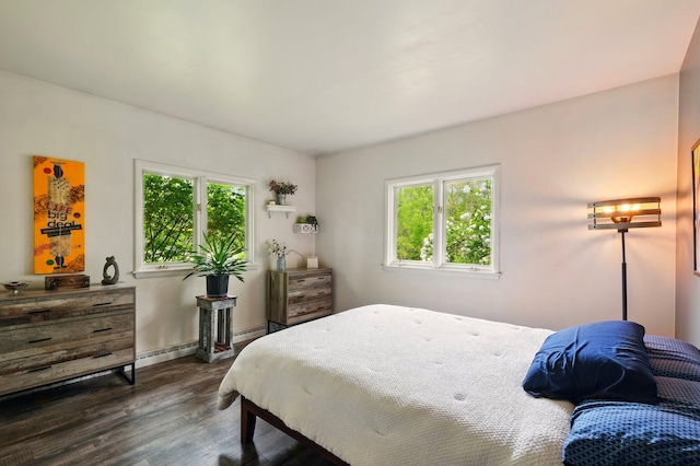 2877 Bessemer Rd, Coloma, MI 49038 - bedroom with dark wood-style floors, multiple windows, baseboards, and a baseboard heating unit