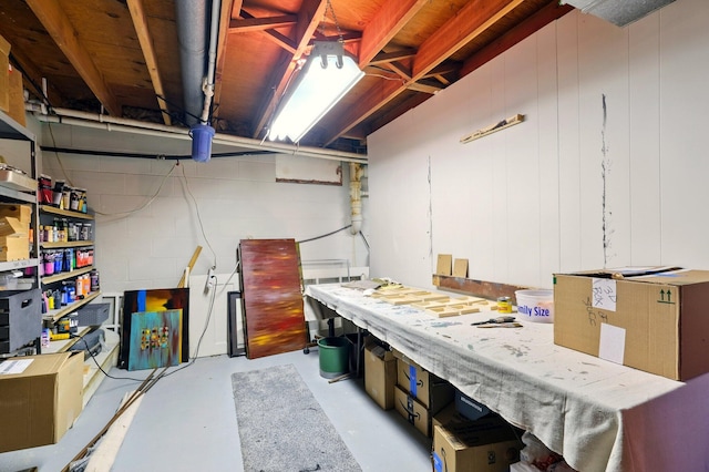 2877 Bessemer Rd, Coloma, MI 49038 - unfinished below grade area with a workshop area and concrete block wall