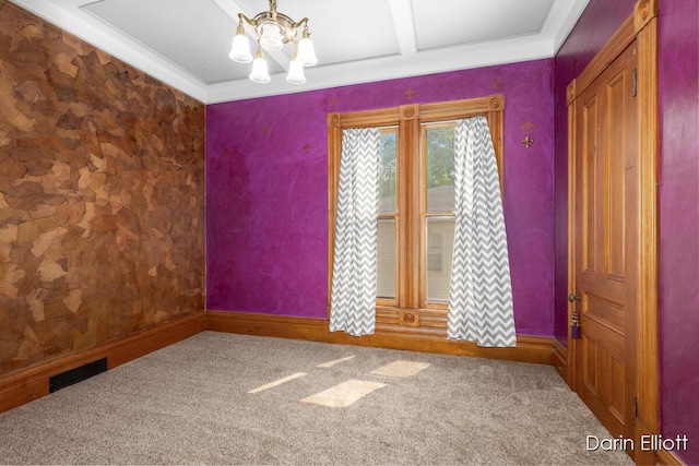 216 E Main St, Ionia, MI 48846 - unfurnished room with a chandelier, baseboards, and carpet floors