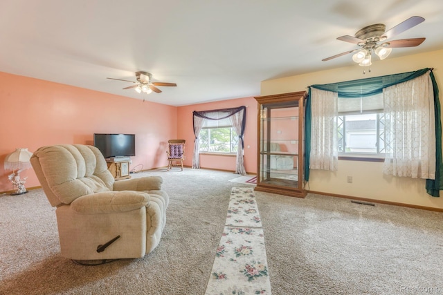 1908 Grant Pl, Port Huron, MI 48060 - living room with a ceiling fan, carpet, and baseboards